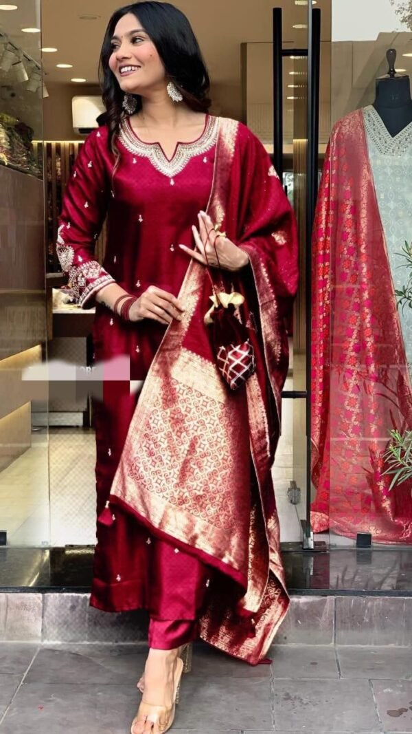 Majestic Maroon Kurta Set for Women