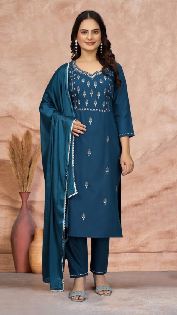 Indigo Color Radiant Partywear Kurta Sets For Women